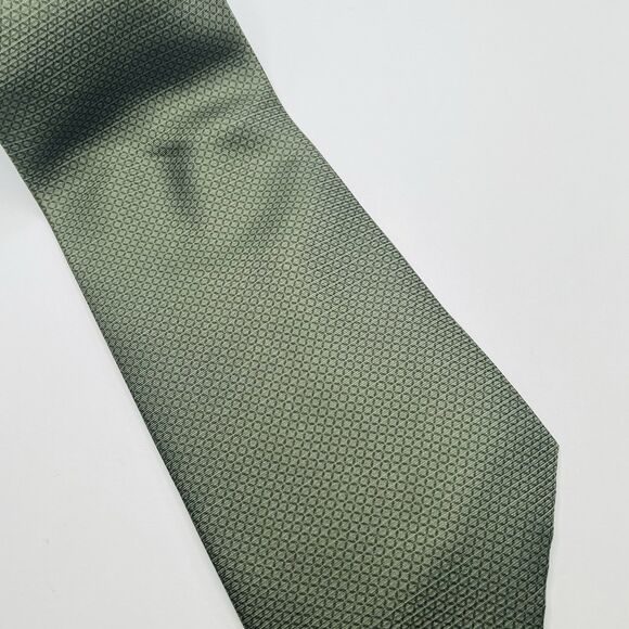 Bijoux Terner Men’s Genuine 100% Silk Tie Rich Green Geometric Necktie Handmade - Picture 5 of 7